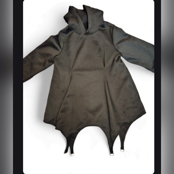 Black Hoodie Sweater Dress Tapered with Garter Connections - Picture 10 of 10